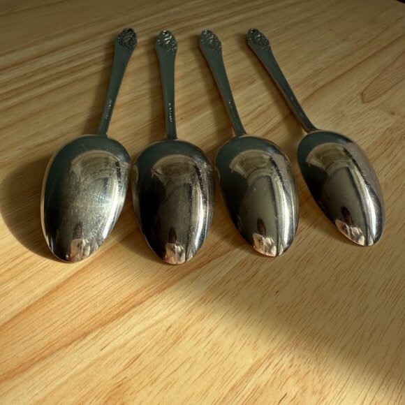 Oneida Community Silverplate Teaspoons Set Of 4 Floral Pattern 6-1/4" 1950s - Picture 7 of 8